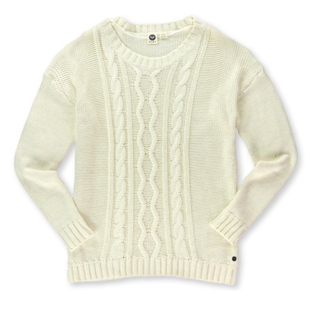 NWT Roxy cream fisherman seas cable knit sweater size small